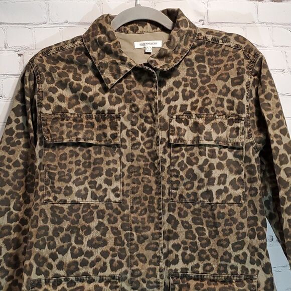 Good American green leopard utility jacket - Picture 2 of 11